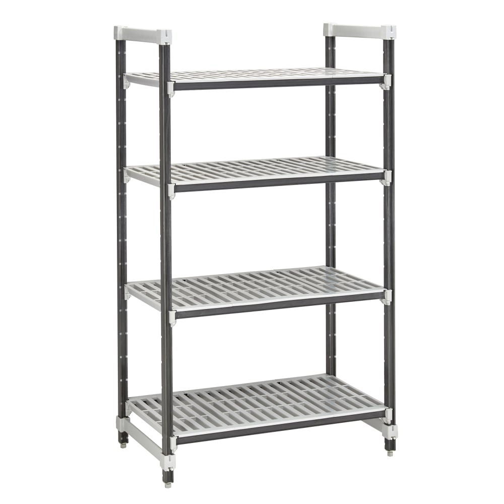 144-EXU246084V4480 60" NSF 4-Tier Heavy-Duty Plastic Shelving Unit - Camshelving® Elements X...