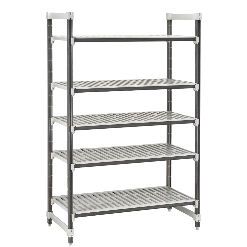 144-EXU246084V5480 60" NSF 5-Tier Heavy-Duty Plastic Shelving Unit - Camshelving® Elements X...