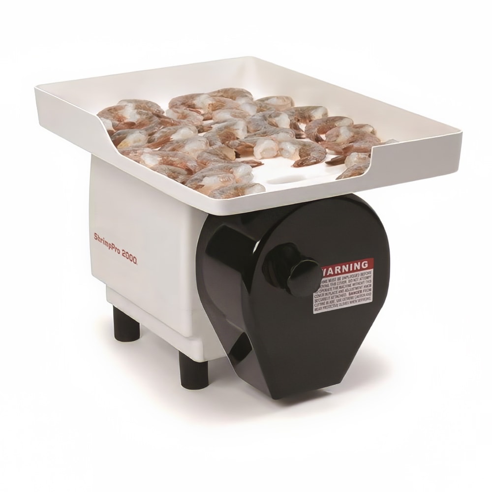 128-55925 Power Shrimp Cutter & Deveiner w/ Feeder Tray, Depth Rollers & Lubricant, 120v/...