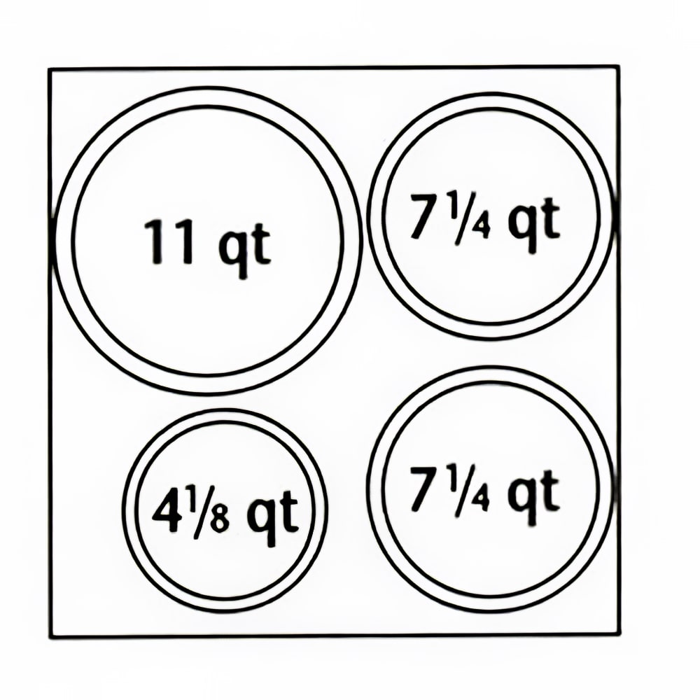128-67412 Adapter Plate w/ (2)7 1/4 qt, (1)4 1/8 qt & (1)11 qt Inset Holes For Model 6060A