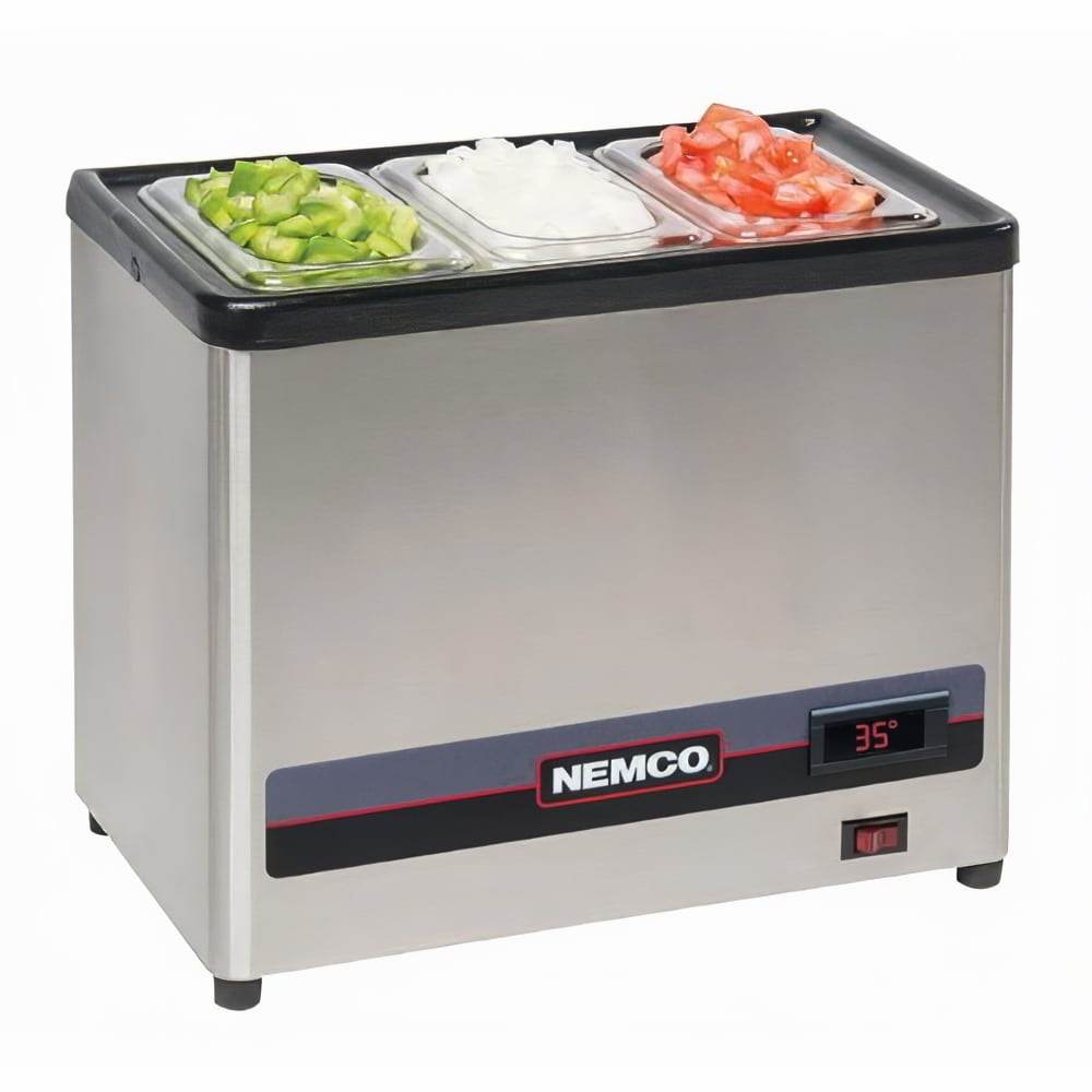128-90201 14 3/4" Countertop Refrigerated Prep Rail - Hinged Lid
