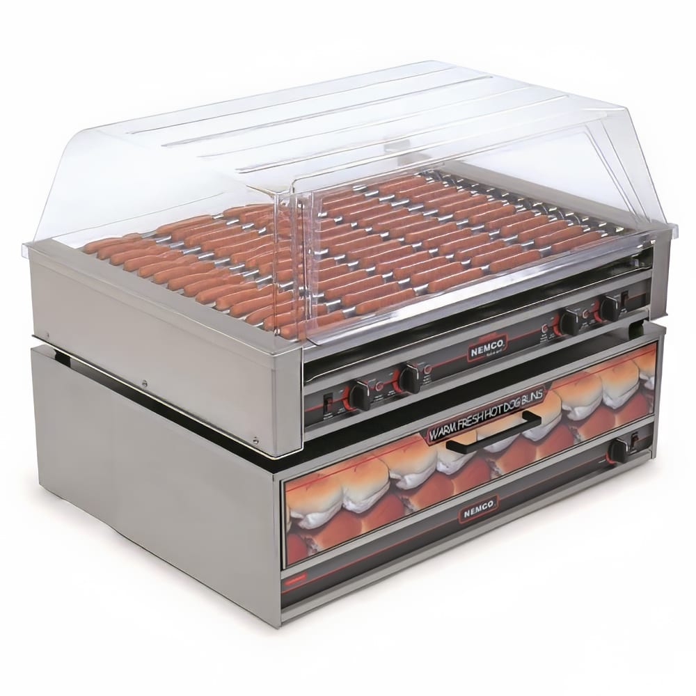 128-8075220 75 Hot Dog Roller Grill w/ Manual Controls - Flat Top, 220v