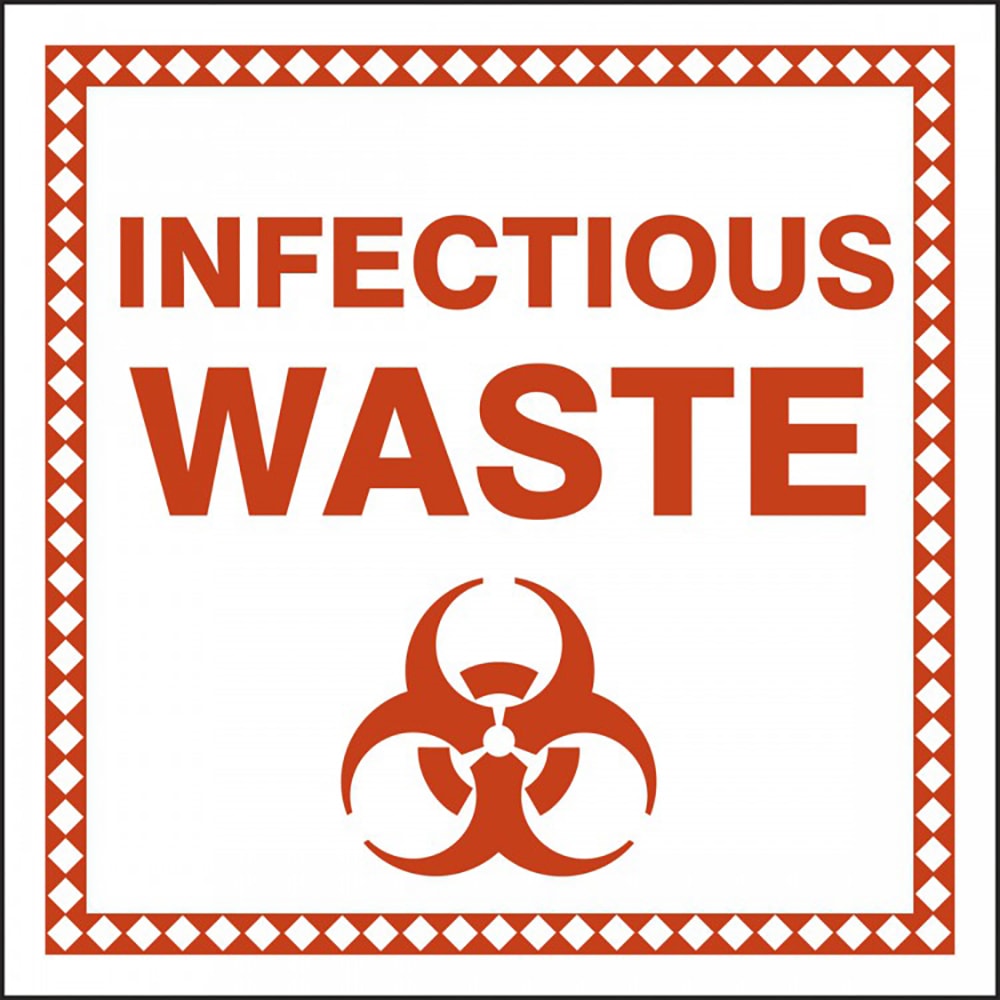 Accuform Signs MHZW503EVP "INFECTIOUS WASTE" Drum & Container Label - 6" x 6", Adhesive Poly Sheet