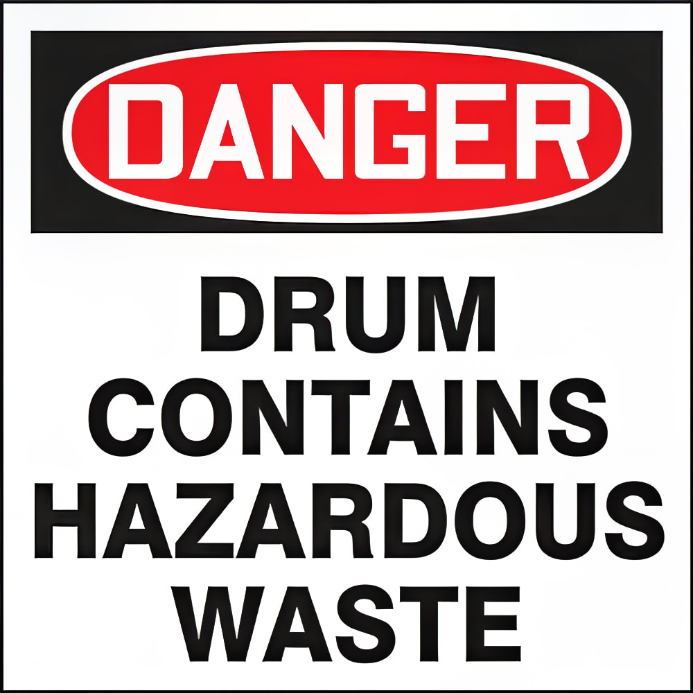 393-MHZW105EVP "DANGER" Hazardous Waste Drum & Container Label - 6" x 6",...