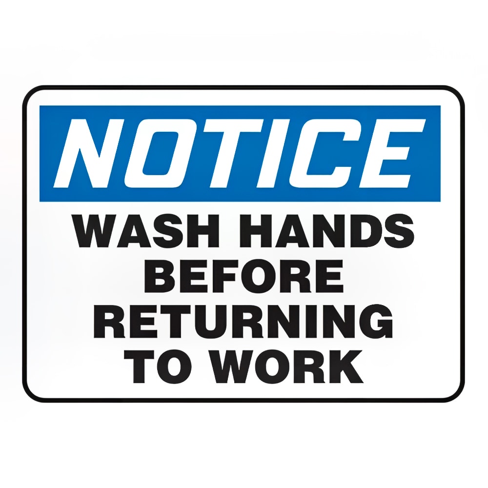 Accuform Signs MRST813VS "Wash Hands Before Returning to Work" Sign - Adhesive Vinyl, 10" x 14"