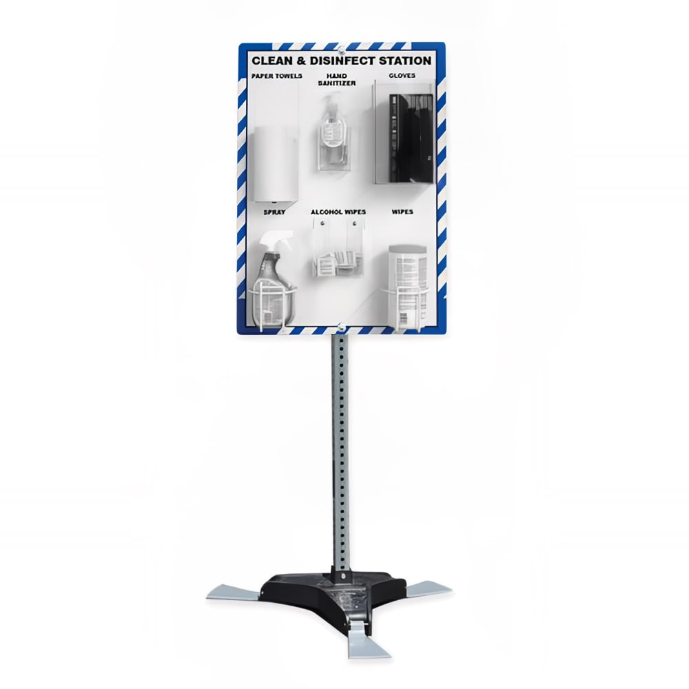 Accuform Signs PRF314 Clean & Disinfect Station w/ 72"H Stand - 32" x 24", Aluminum