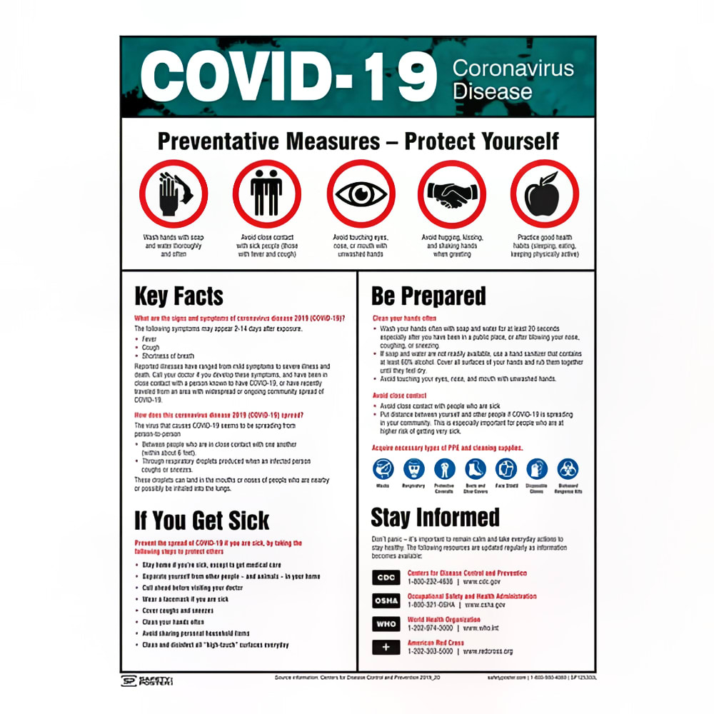 Accuform Signs SP125300J COVID-19 Safety Poster - 28" x 22", Non-Laminated