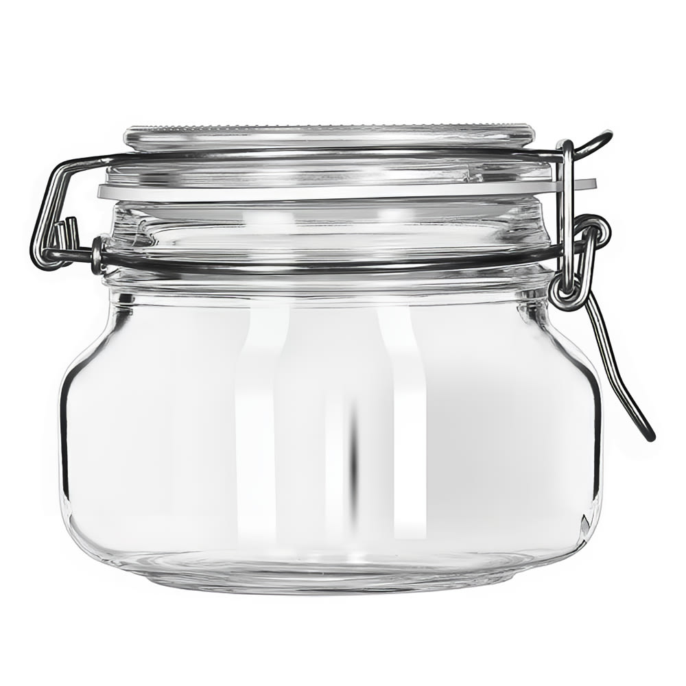 634-17208836 17 oz Glass Jar - Clamp Lid, Large Opening, Rubber Seal