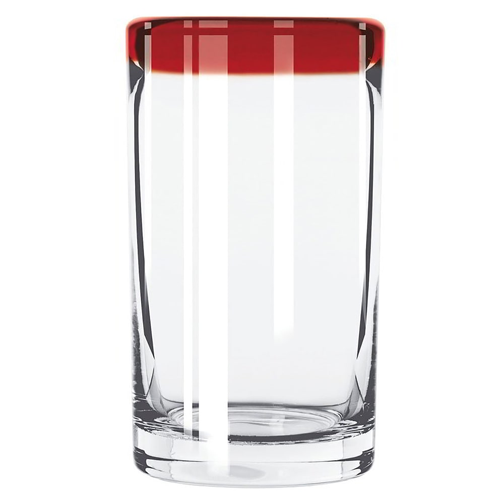634-92303R 16 oz Aruba Cooler Glass w/ Red Rim