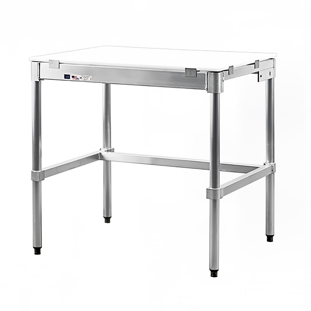 New Age 24P72KD 72" Poly Top Work Table w/ 5/8" Top, Aluminum Base, 24"D
