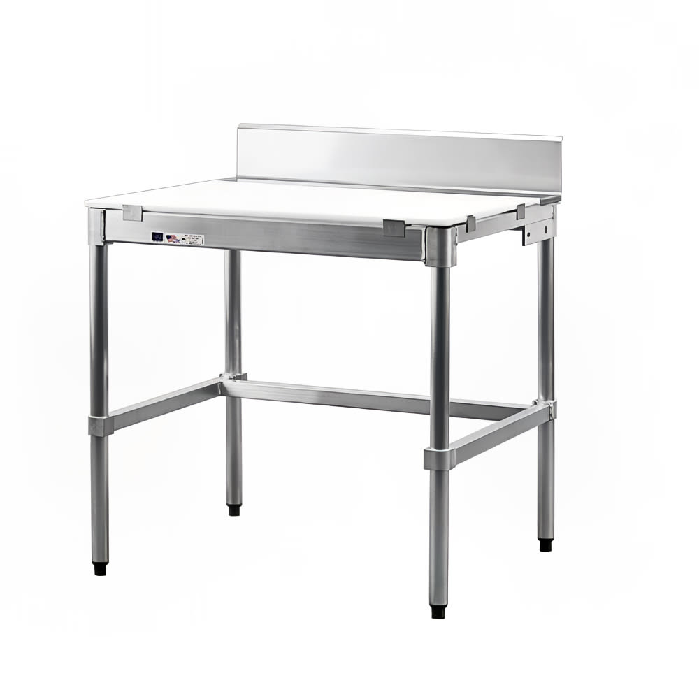 New Age 24PBS48KD 48" Poly Top Work Table w/ 6" Backsplash & 5/8" Top, Aluminum Base, 24"D
