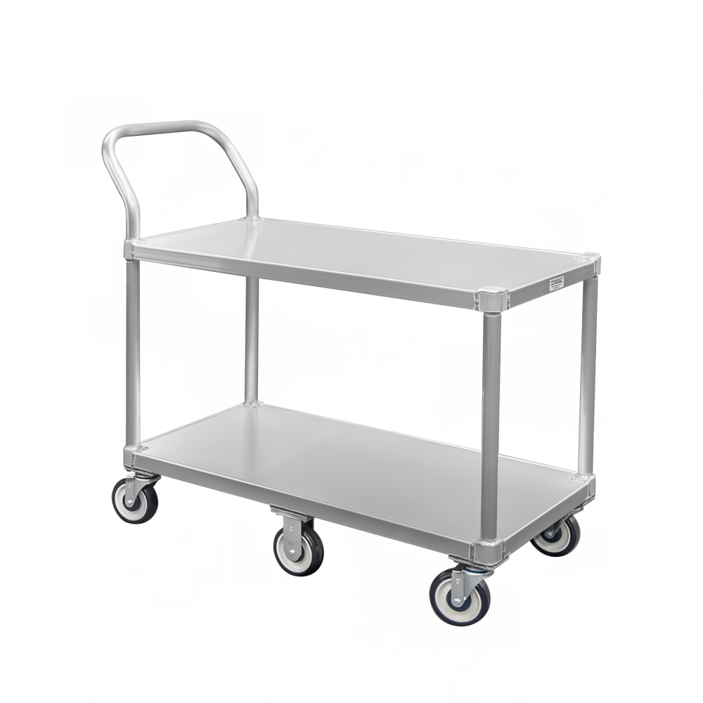 New Age 1490 2 Level Aluminum Utility Cart w/ 800 lb Capacity, Flat Ledges
