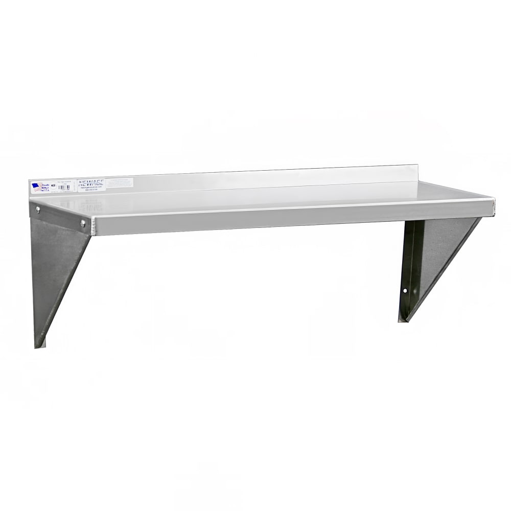 New Age 94249 Solid Wall Mounted Shelf, 60"W x 15"D, Aluminum