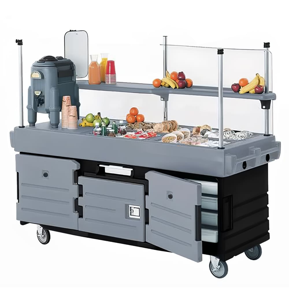 144-KVC854426 85 1/8" CamKiosk® Food Cart w/ 4 Full-size Food Pan Capacity, Black/Gray