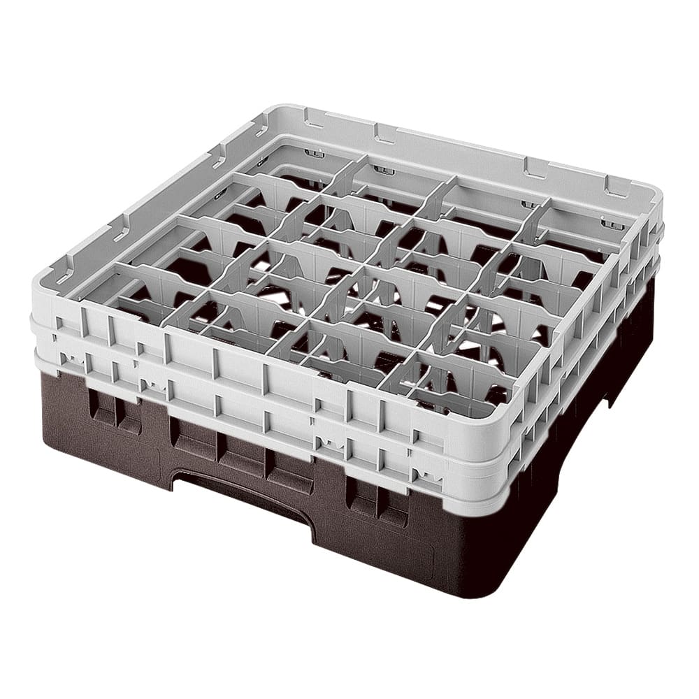 144-16S434167 Camrack® Glass Rack w/ 16 Compartments - 2 Gray Extenders, Brown
