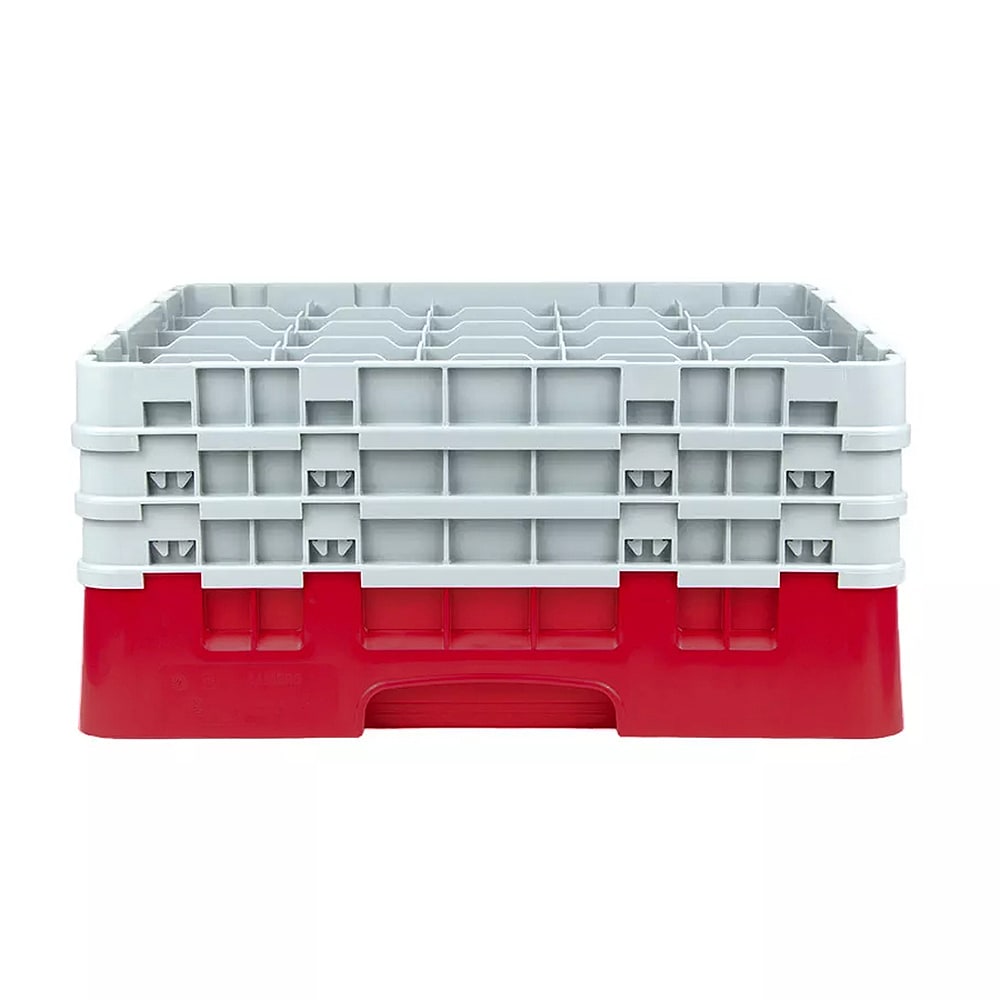 144-25S738163 Camrack® Glass Rack w/ (25) Compartments - (3) Gray Extenders, Red