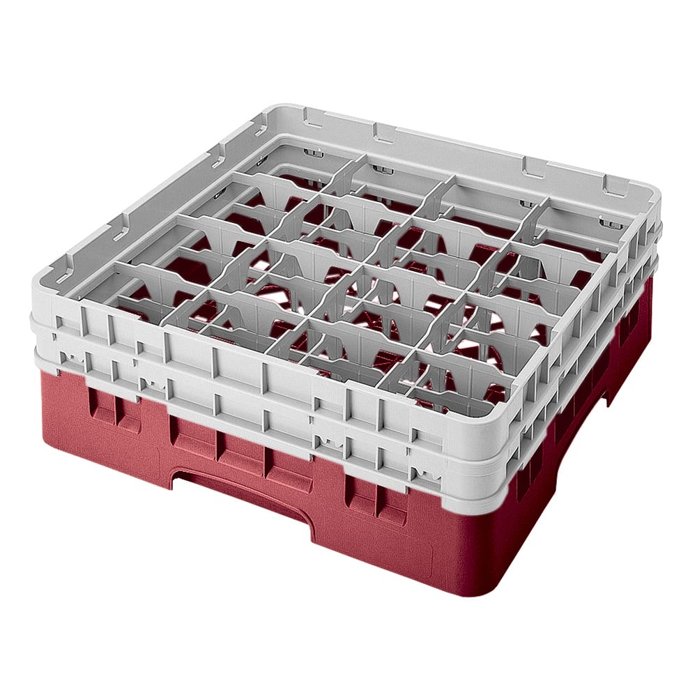 144-16S434416 Camrack® Glass Rack w/ (16) Compartments - (2) Gray Extenders, Cranberry