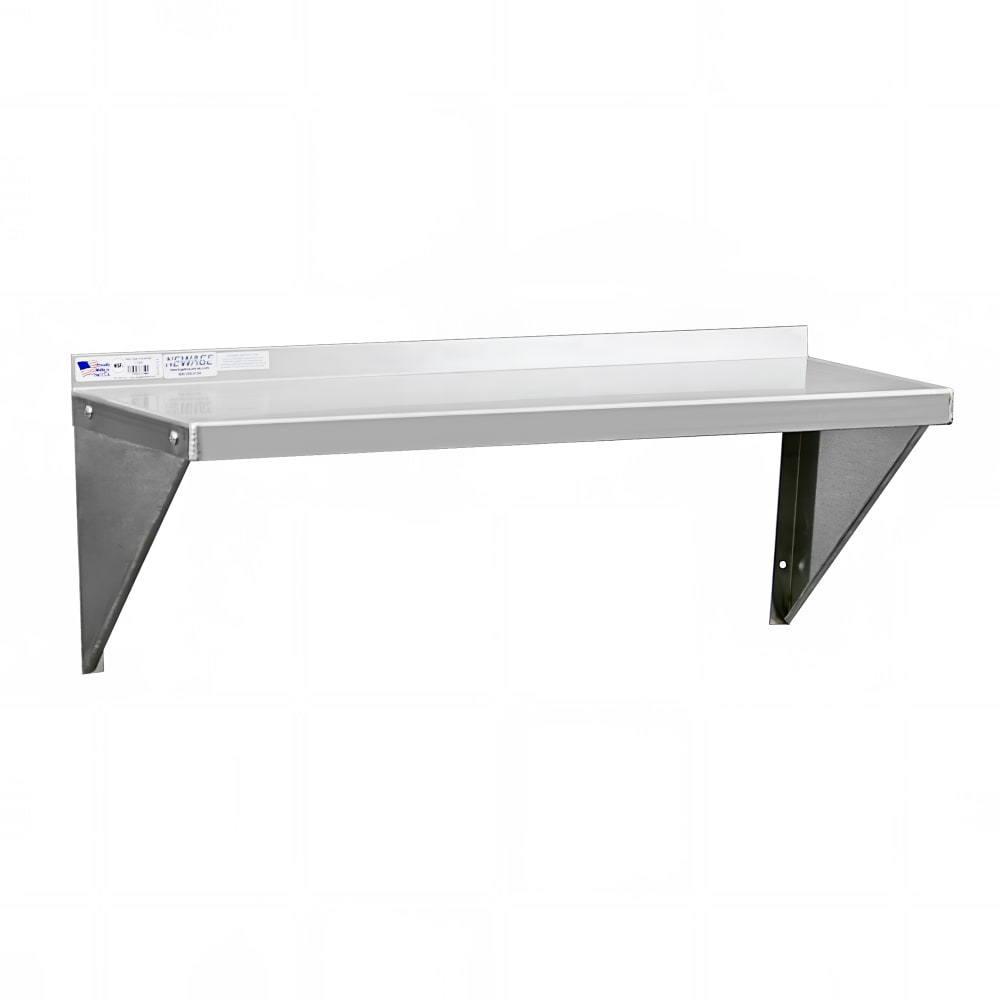 New Age NS675 Solid Wall Mounted Shelf, 24"W x 12"D, Aluminum
