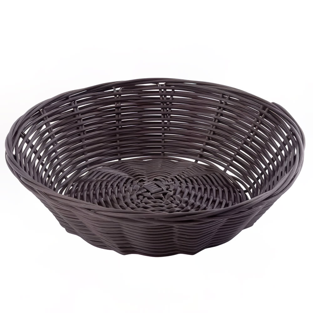 229-1475 8 1/2" Round Serving Basket, Polypropylene, Brown