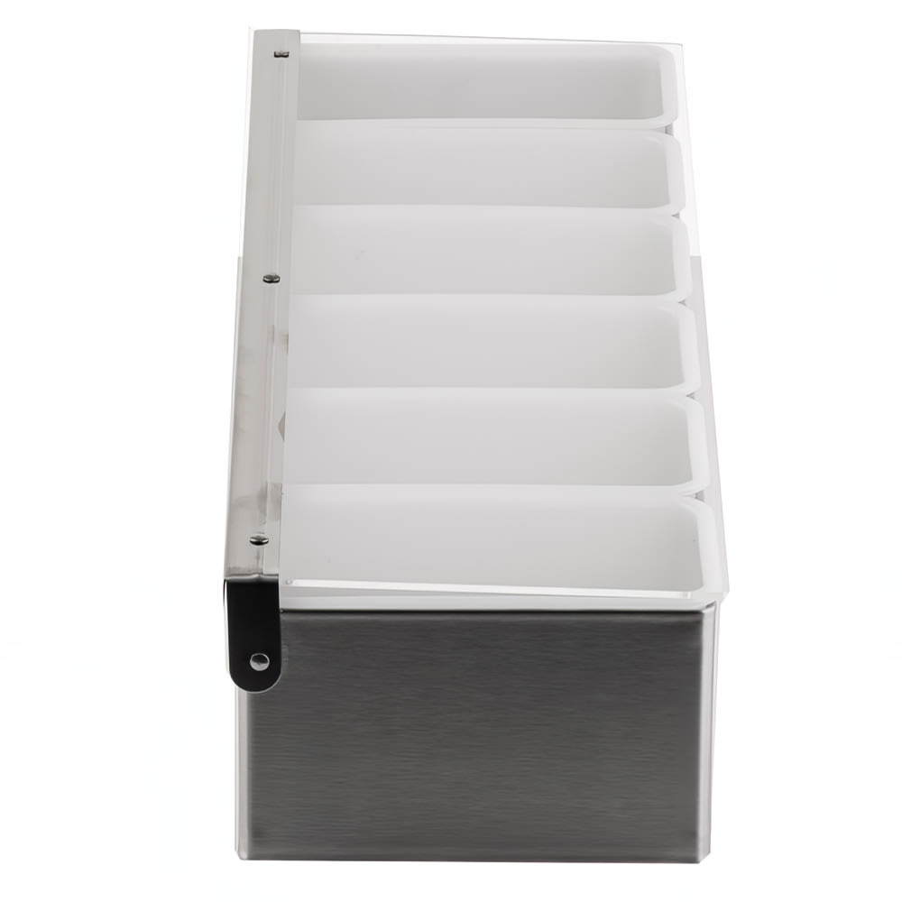 229-1606 (6) Compartment Bar Garnish Tray - Flat Hinged Lid