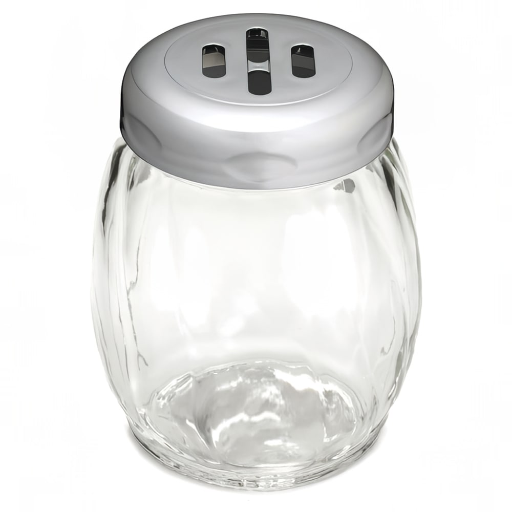 229-260SL1 6 oz Swirl Glass Cheese Shaker w/ Slotted Top, Chrome