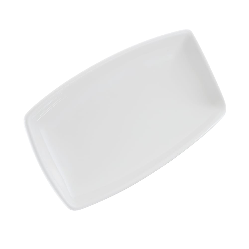 893-WHOP81 7 3/4" x 4" Rectangular X Squared Plate - Ceramic, White