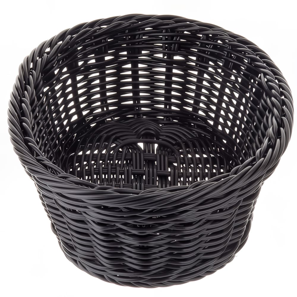 Tablecraft M2474 Oval Woven Bread Basket - 9 1/4" x 6 1/4", Poly Cord, Black