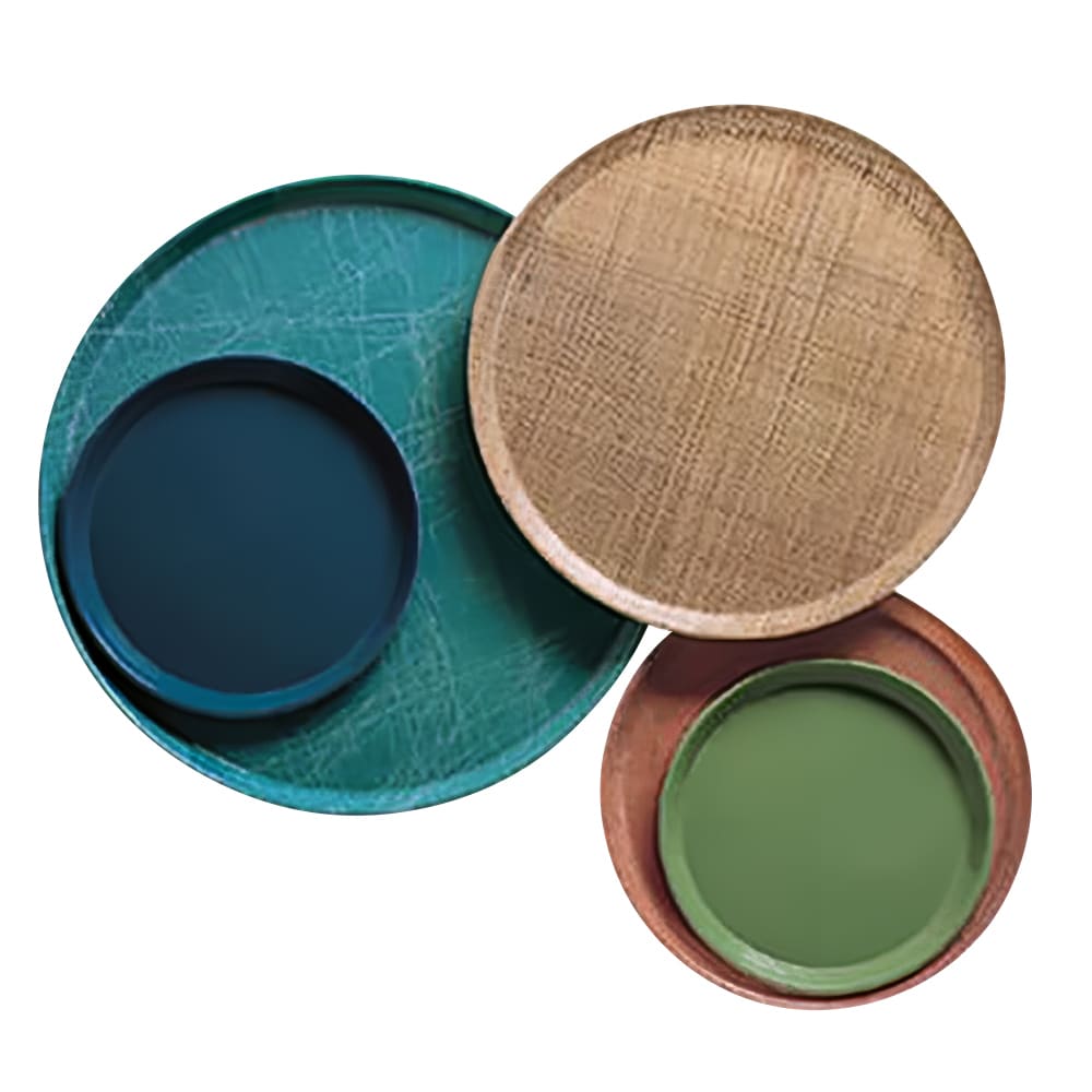 144-1550307 16" Round Serving Camtray - Low-Profile, Fiberglass, Light Elm