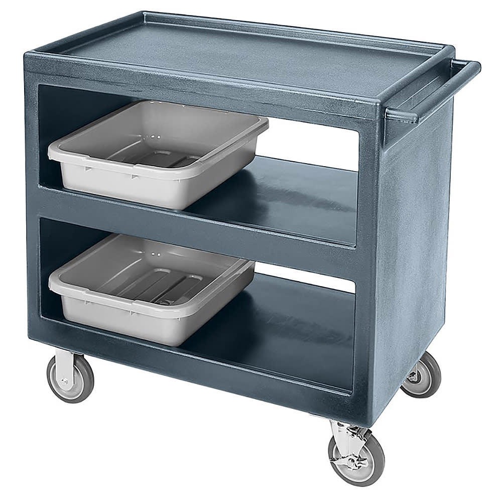 144-BC235191 3 Level Polymer Utility Cart w/ 500 lb Capacity, Raised Ledges