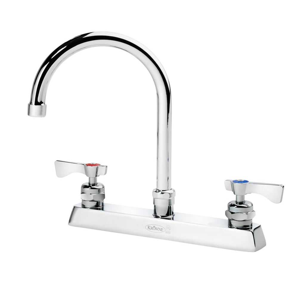 381-15501LLE4 Deck Mount Faucet w/ 6" Gooseneck Spout & Lever Handles - 8" Centers,...