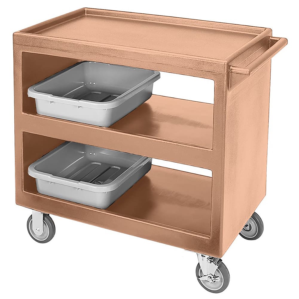 144-BC2354S157 3 Level Polymer Utility Cart w/ 500 lb Capacity, Raised Ledges