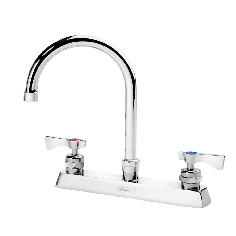 381-15501LLE3 Deck Mount Faucet w/ 6" Gooseneck Spout & Lever Handles - 8" Centers,...