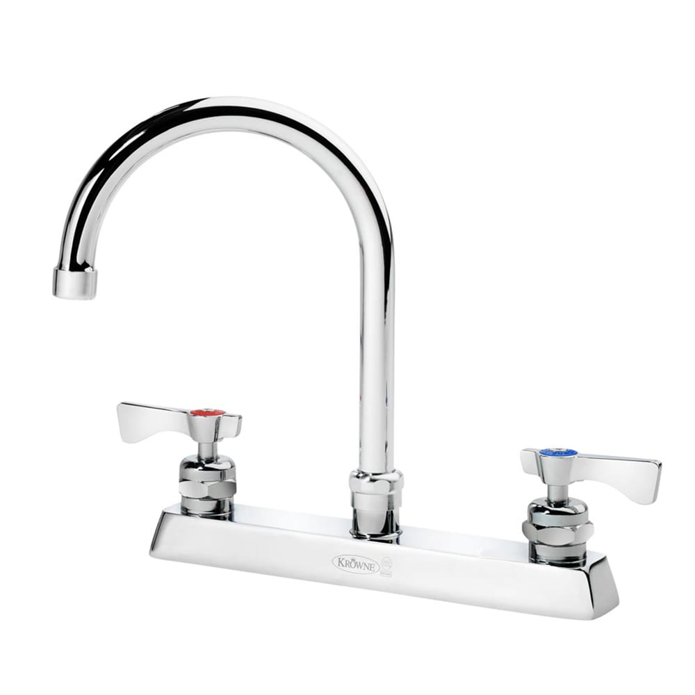 381-15501LLG4 Deck Mount Faucet w/ 6" Gooseneck Spout & Lever Handles - 8" Centers,...