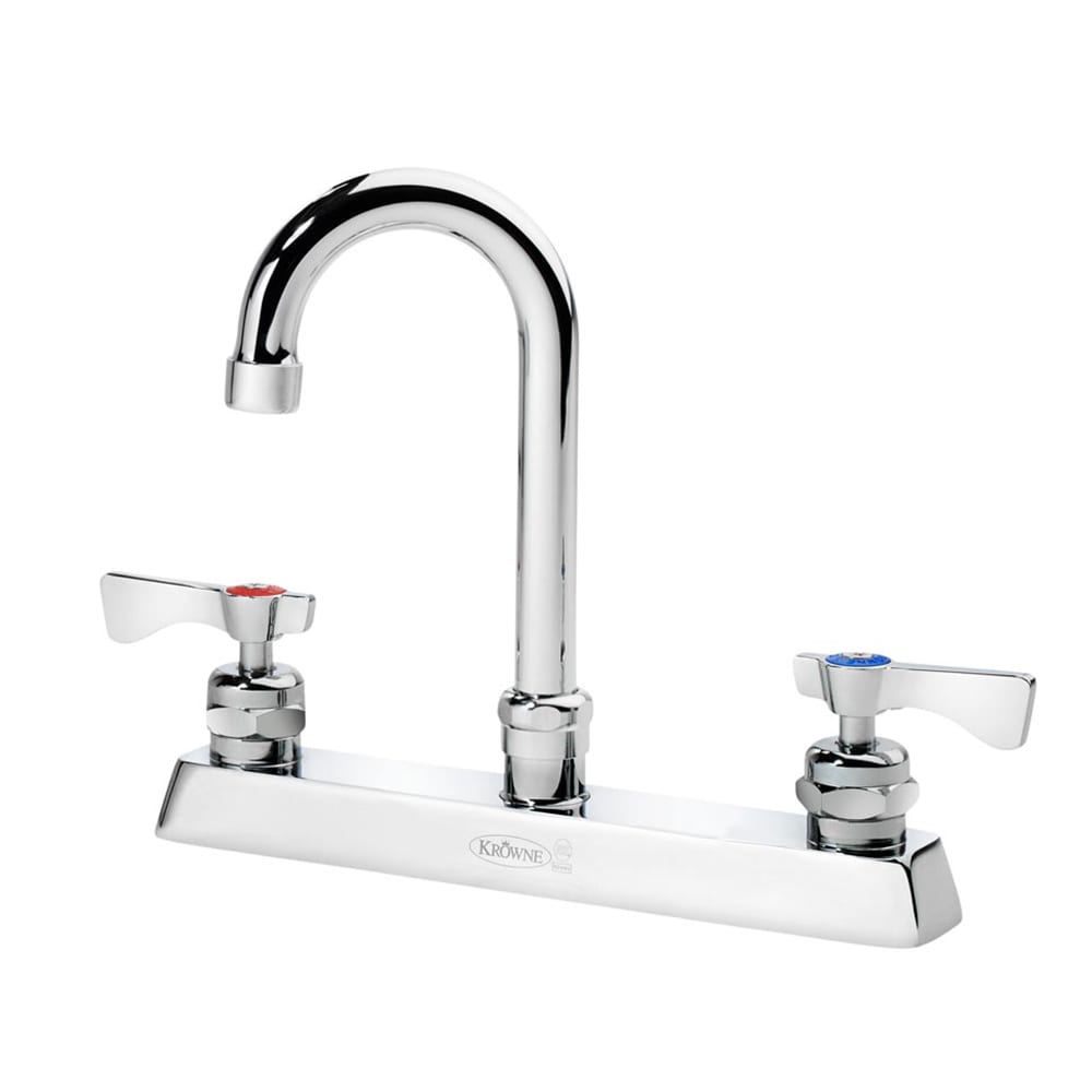 381-15525LLG4 Deck Mount Faucet w/ 3 1/2" Gooseneck Spout & Lever Handles - 8" Cent...