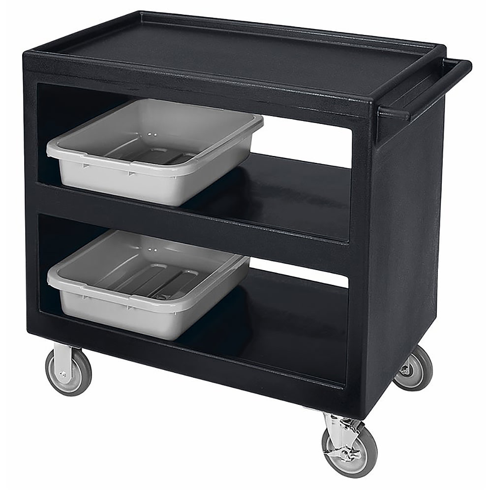 144-BC2354S110 3 Level Polymer Utility Cart w/ 500 lb Capacity, Raised Ledges