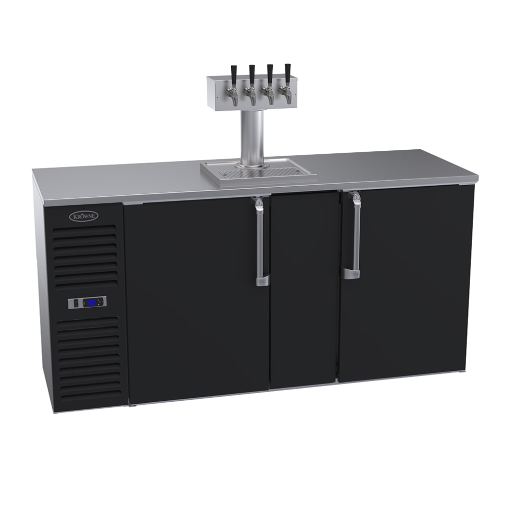 381-DB72LBSS 72" Kegerator Beer Dispenser w/ 3 Keg Capacity - 1 Column, Black, 115v