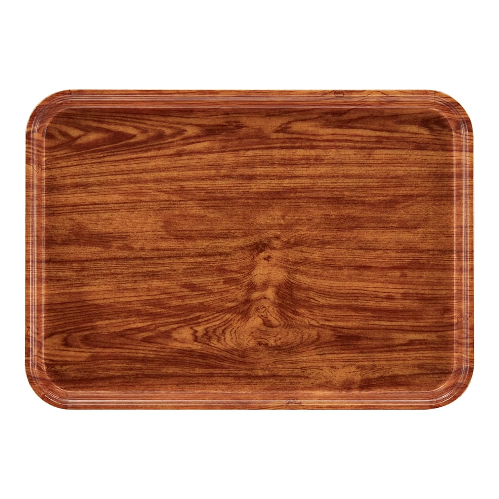 144-1826304 Fiberglass Camtray® Cafeteria Tray - 25 3/4"L x 17 4/5"W, Country Oak
