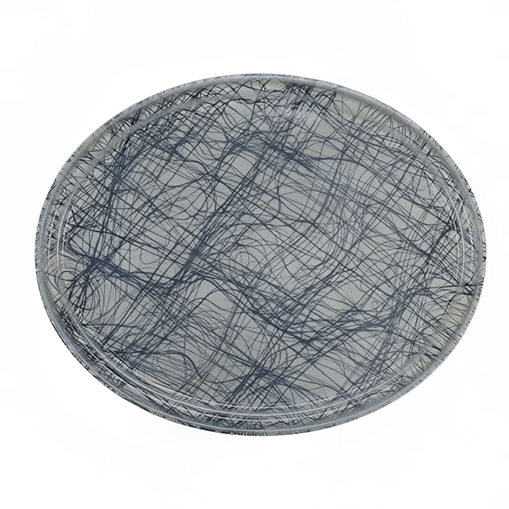 144-2500277 Oval Serving Camtray - 19 1/4x24", Fiberglass, Swirl Gray