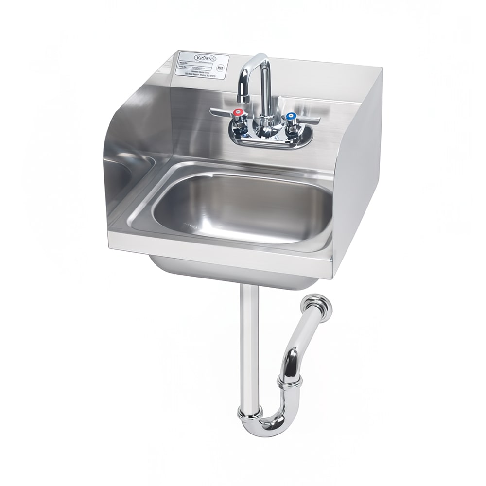 Krowne HS-5 Wall Mount Commercial Hand Sink w/ 12 1/2"L x 9 3/4"W x 5 5/8"D Bowl, Gooseneck Faucet
