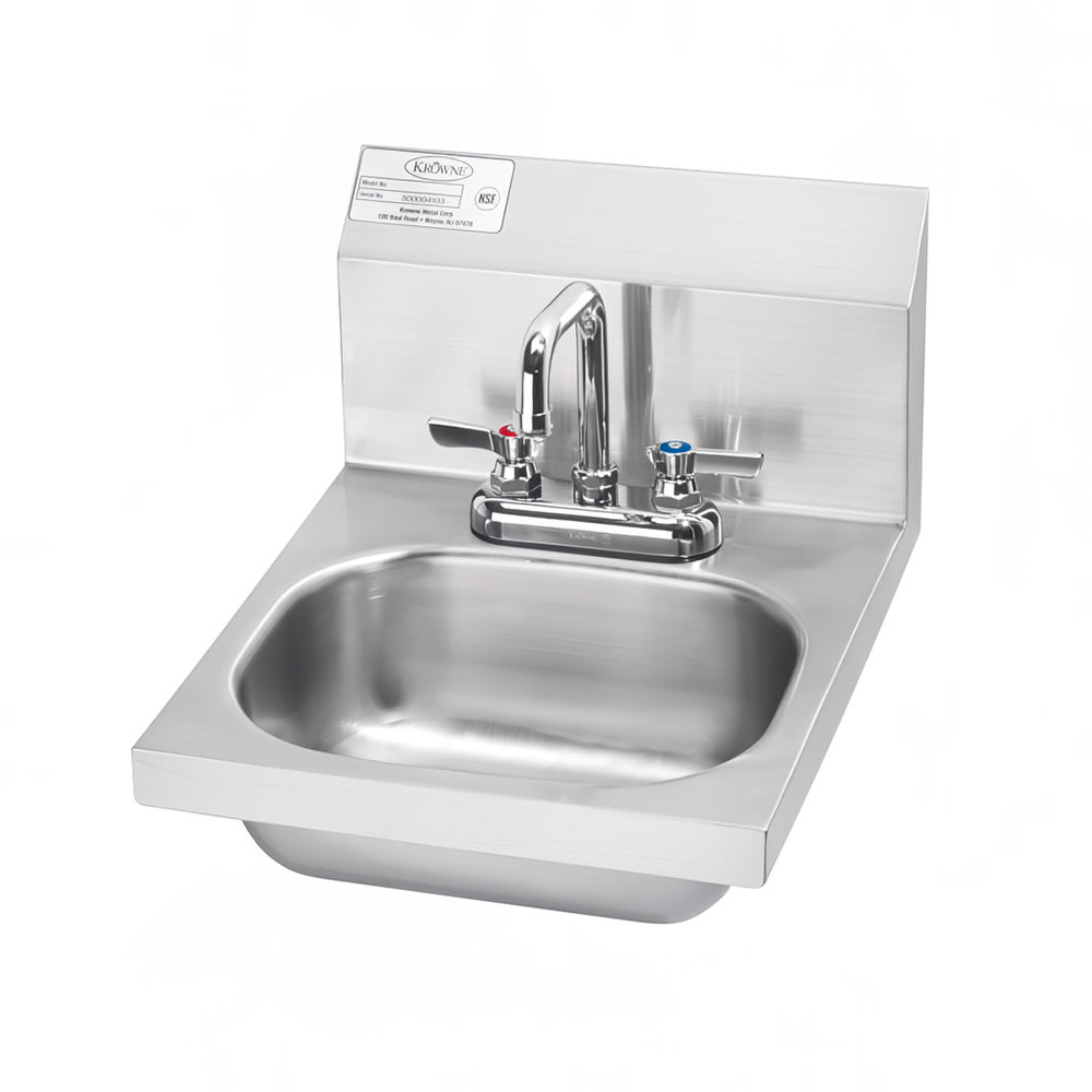 381-HS18 Wall Mount Commercial Hand Sink w/ 12 3/8"L x 9 5/8"W x 5 3/4"D Bowl, Goo...