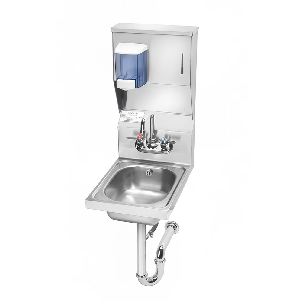 381-HS31 Wall Mount Commercial Hand Sink w/ 9 3/4"L x 11 3/4"W x 5"D Bowl, Soap Di...