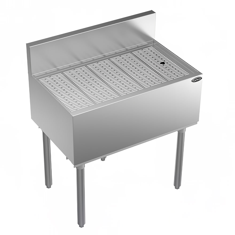 381-KR18GS30 Under Bar Freestanding Drainboard - 6 1/2" Back Splash, 30" x 19"