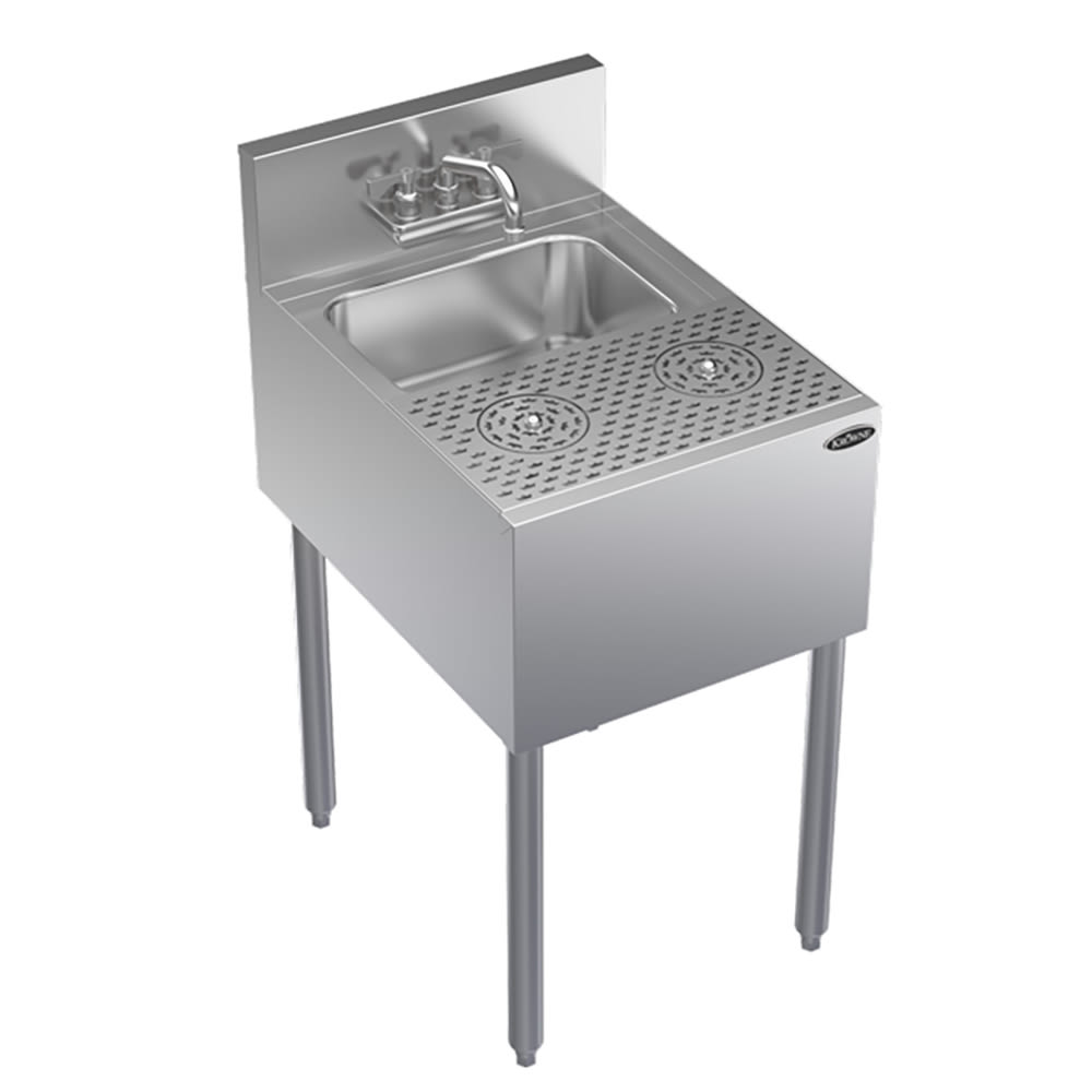 Krowne KR24MD18 Underbar Dump Sink w/ 10" x 14" x 7" Bowl (2) Glass Rinsers, Stainless Steel