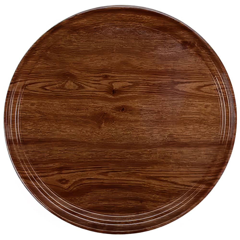 144-1200304 12" Round Serving Camtray - Fiberglass, Country Oak