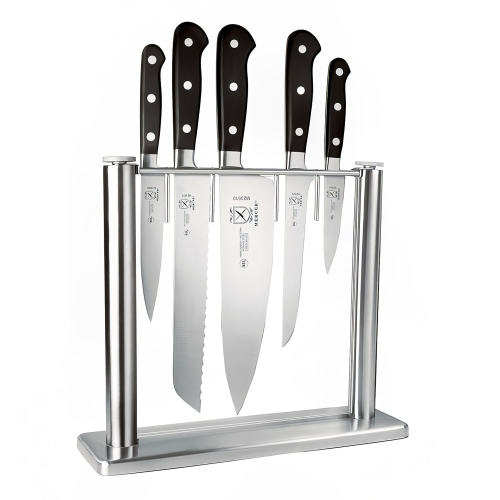 Mercer Culinary M23500 6 Piece Knife Set w/ Glass Block