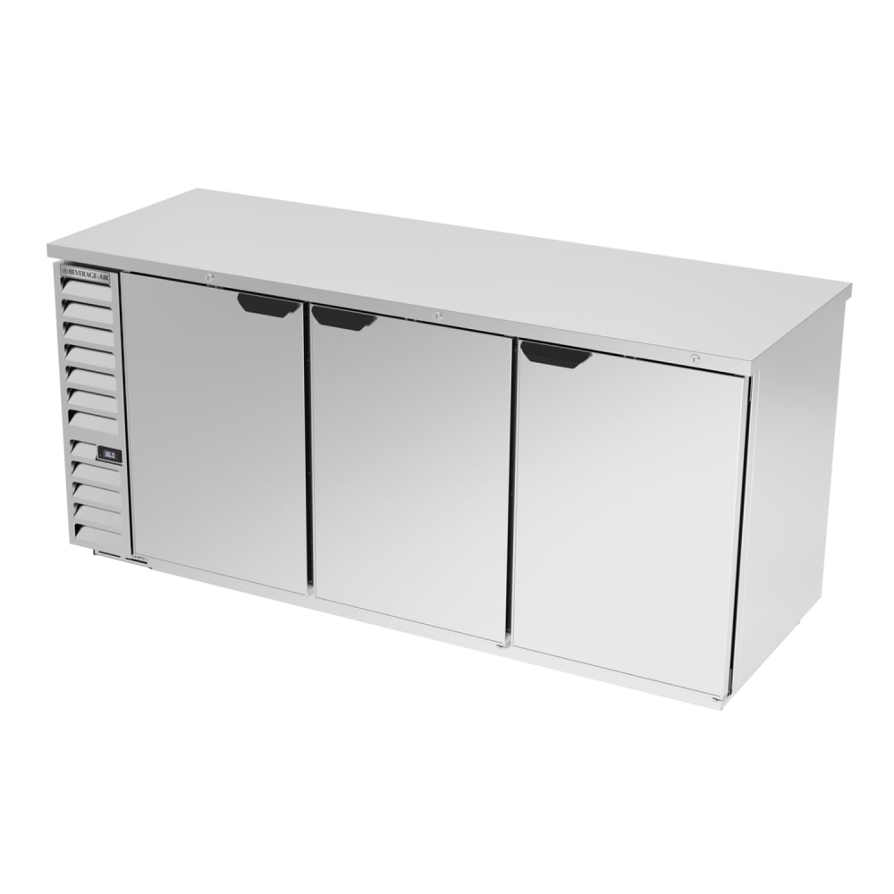 118-BB78HC1S 79" Bar Refrigerator - 3 Swinging Solid Doors, Stainless, 115v