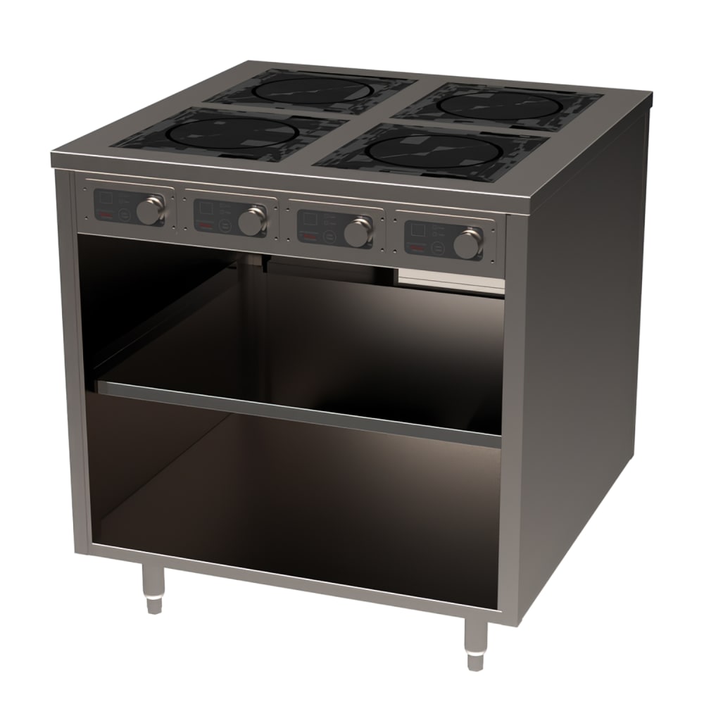 Spring USA BOH-1800 36" Cooking Cart w/ (4) Induction Stove, Silver