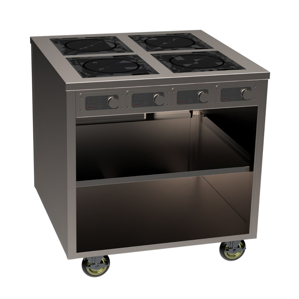 Spring USA BOH-2600C 36" Mobile Cooking Cart w/ (4) Induction Burners, Silver