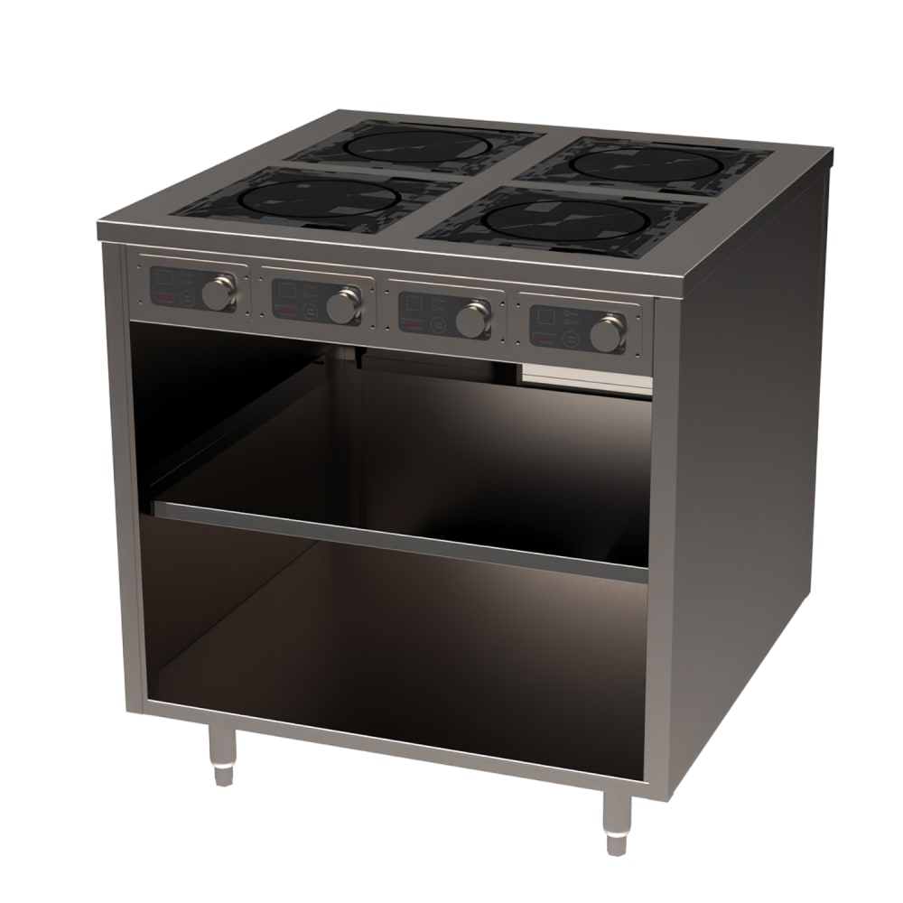 Spring USA BOH-3500 36" Cooking Cart w/ (4) Induction Stove, Silver
