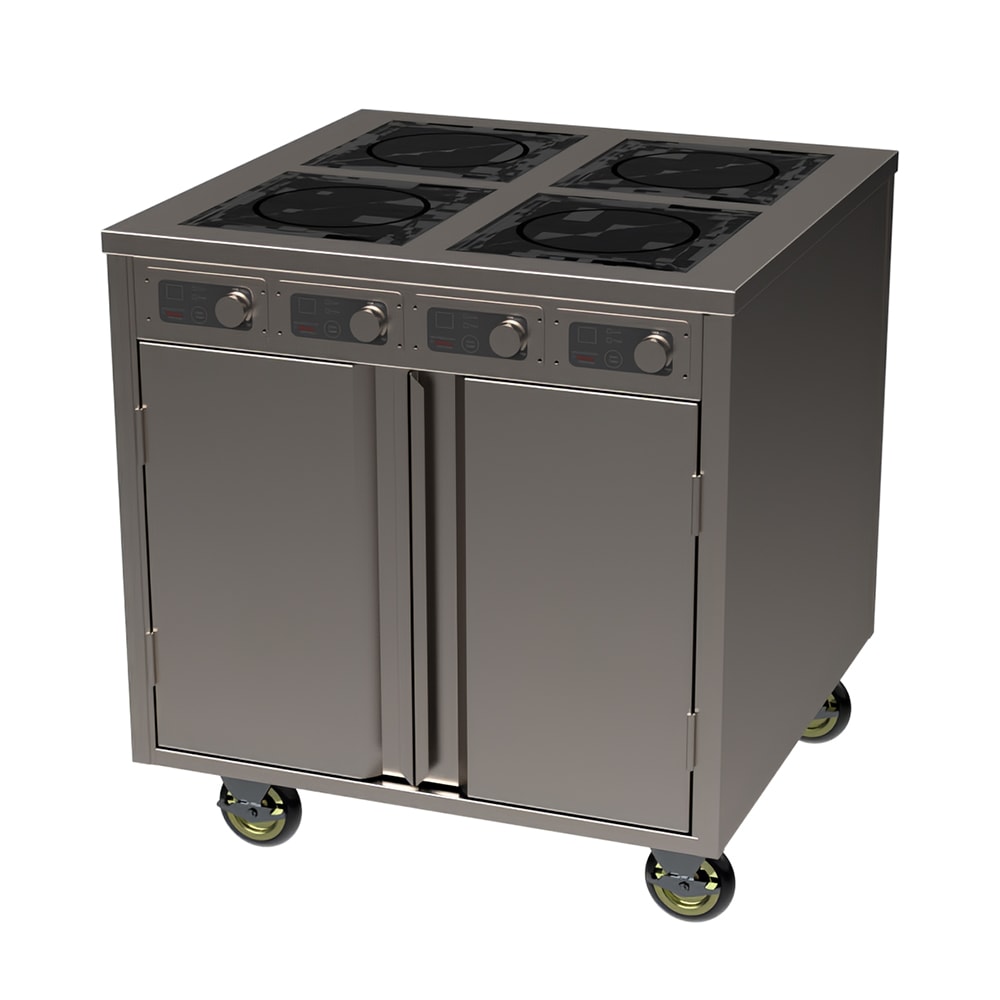Spring USA BOH-3500DC 36" Mobile Cooking Cart w/ (4) Induction Burners, Silver